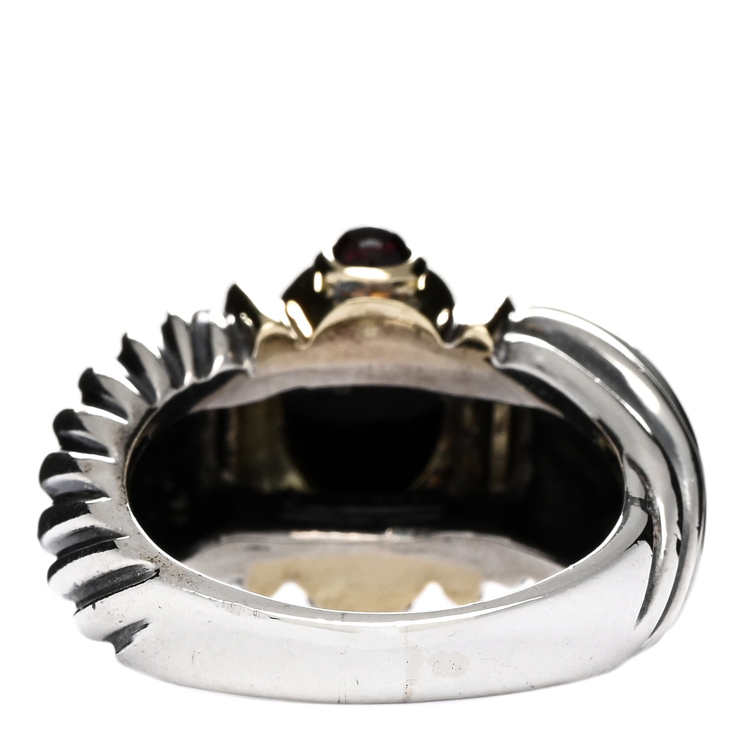 David Yurman Sterling Silver 14K Yellow Gold Rubellite Black Onyx Renaissance Ring 54 6.75 2 of 3