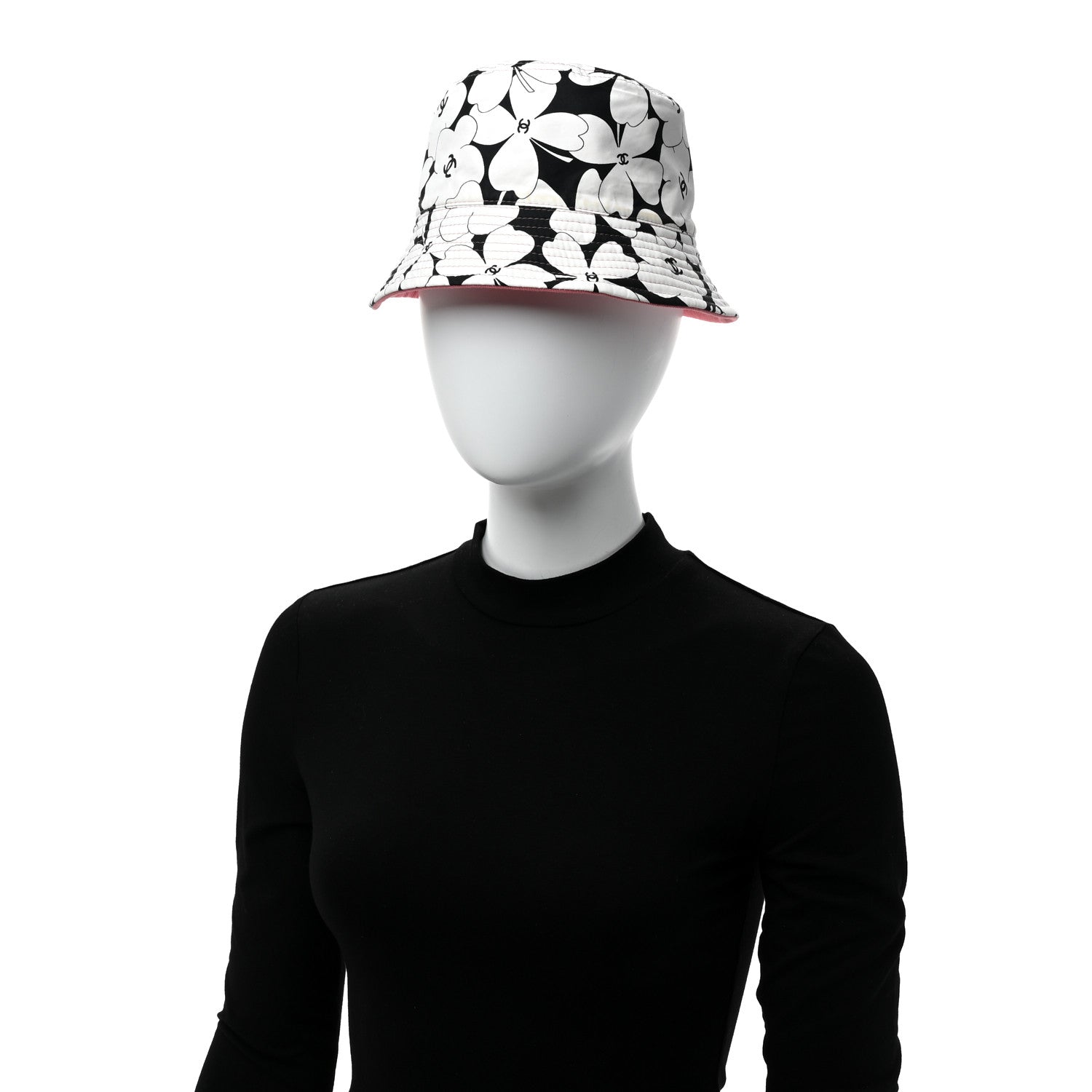 Chanel CC Bucket Hat Pink White Black 2 of 10