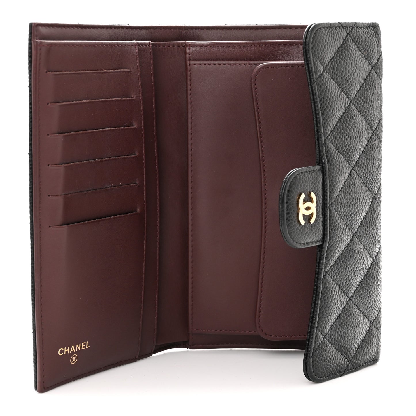Caviar Quilted Large Flap Wallet Black