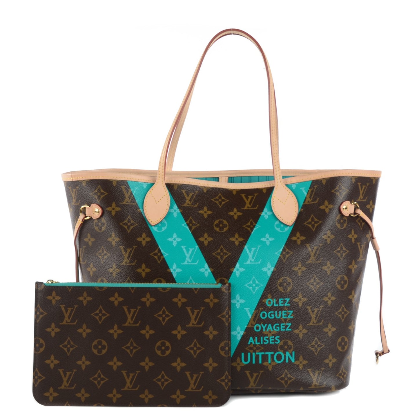 Monogram V Neverfull MM Turquoise