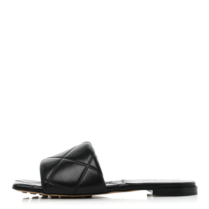 Bottega Veneta Nappa Quilted Rubber Lido Flat Sandals 39.5 Black 1 of 8