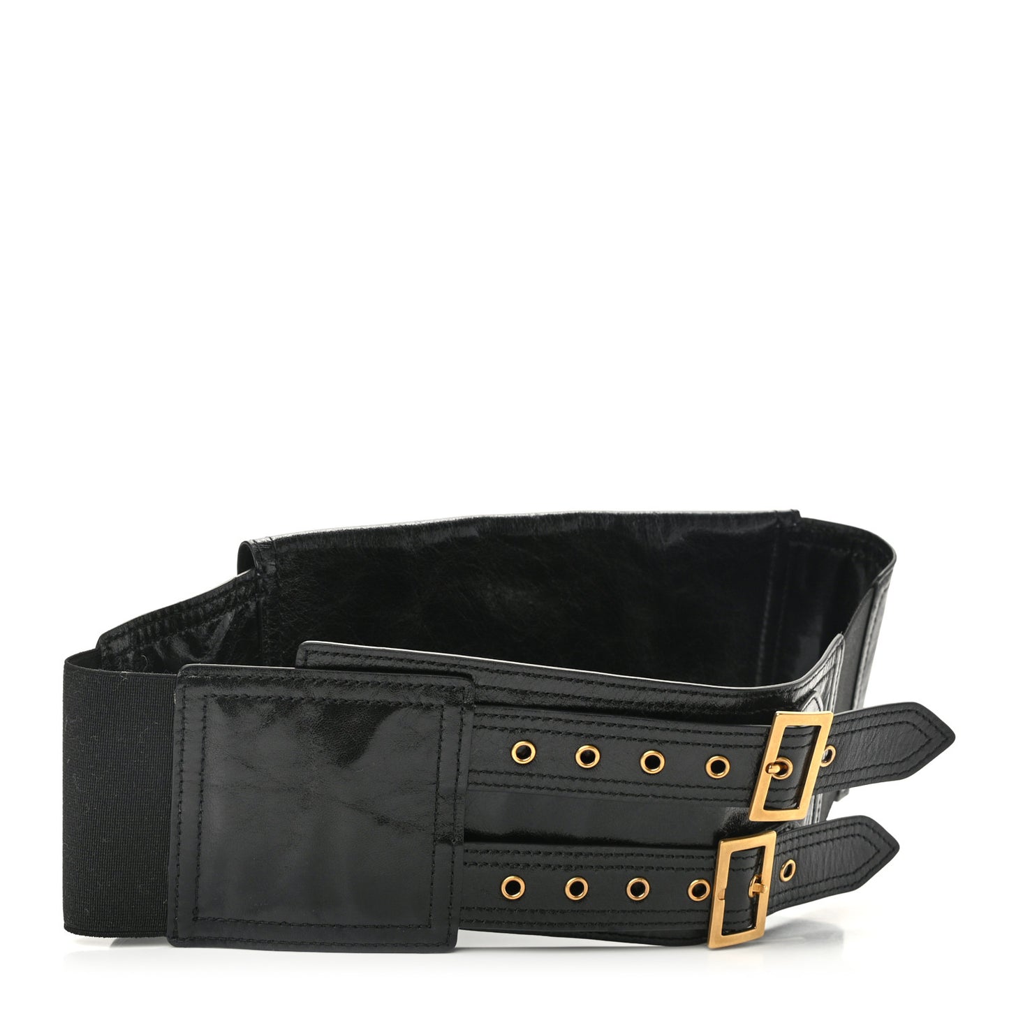 Crinkled Lambskin 135mm Saddle Belt Black