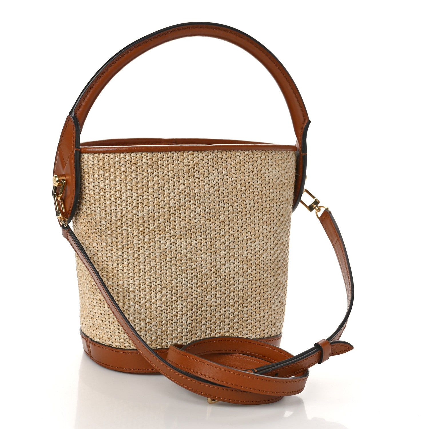 Louis Vuitton Kitted Raffia Petit Bucket Caramel 3 of 8