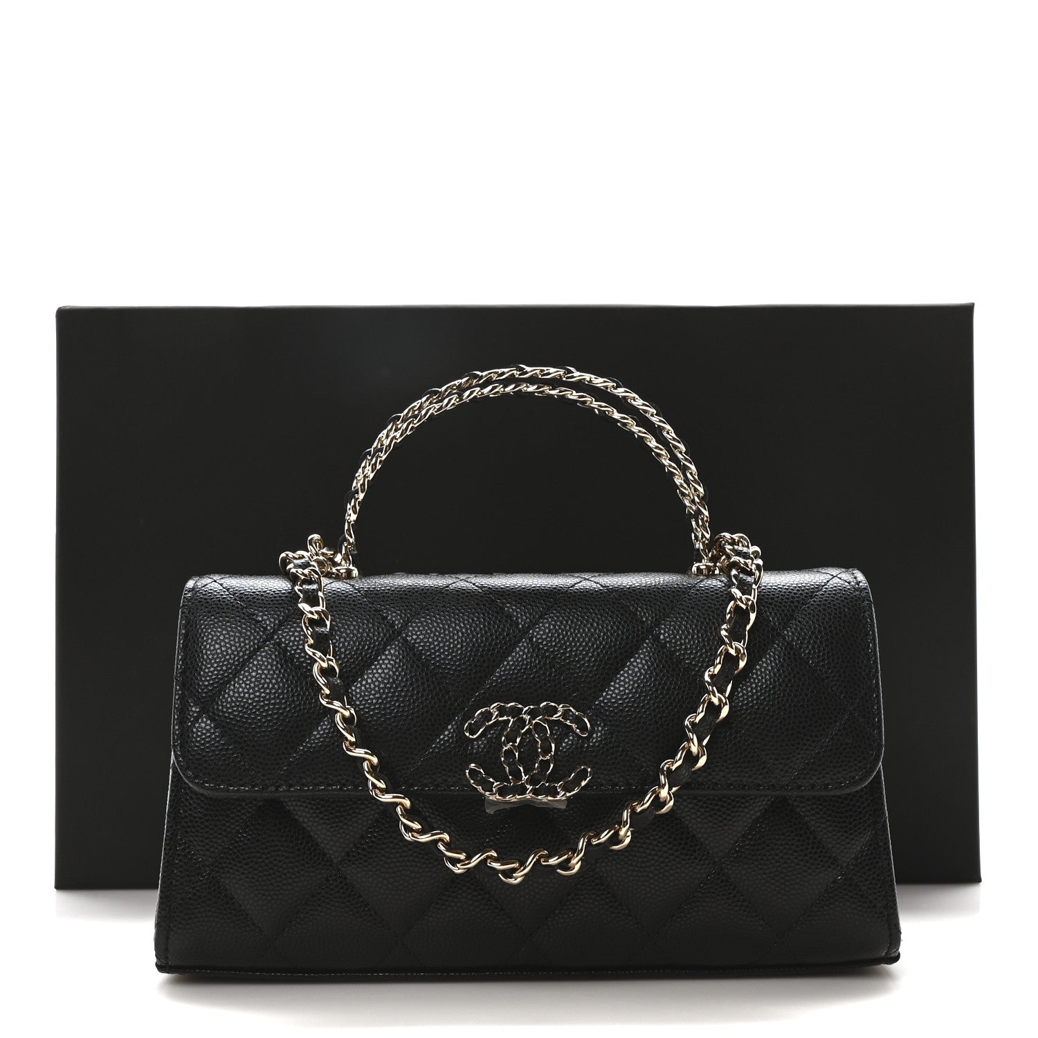 Chanel Caviar Quilted Chain Match Top Handle Phone Holder With Chain Black 11 of 11