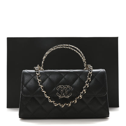 Chanel Caviar Quilted Chain Match Top Handle Phone Holder With Chain Black 11 of 11