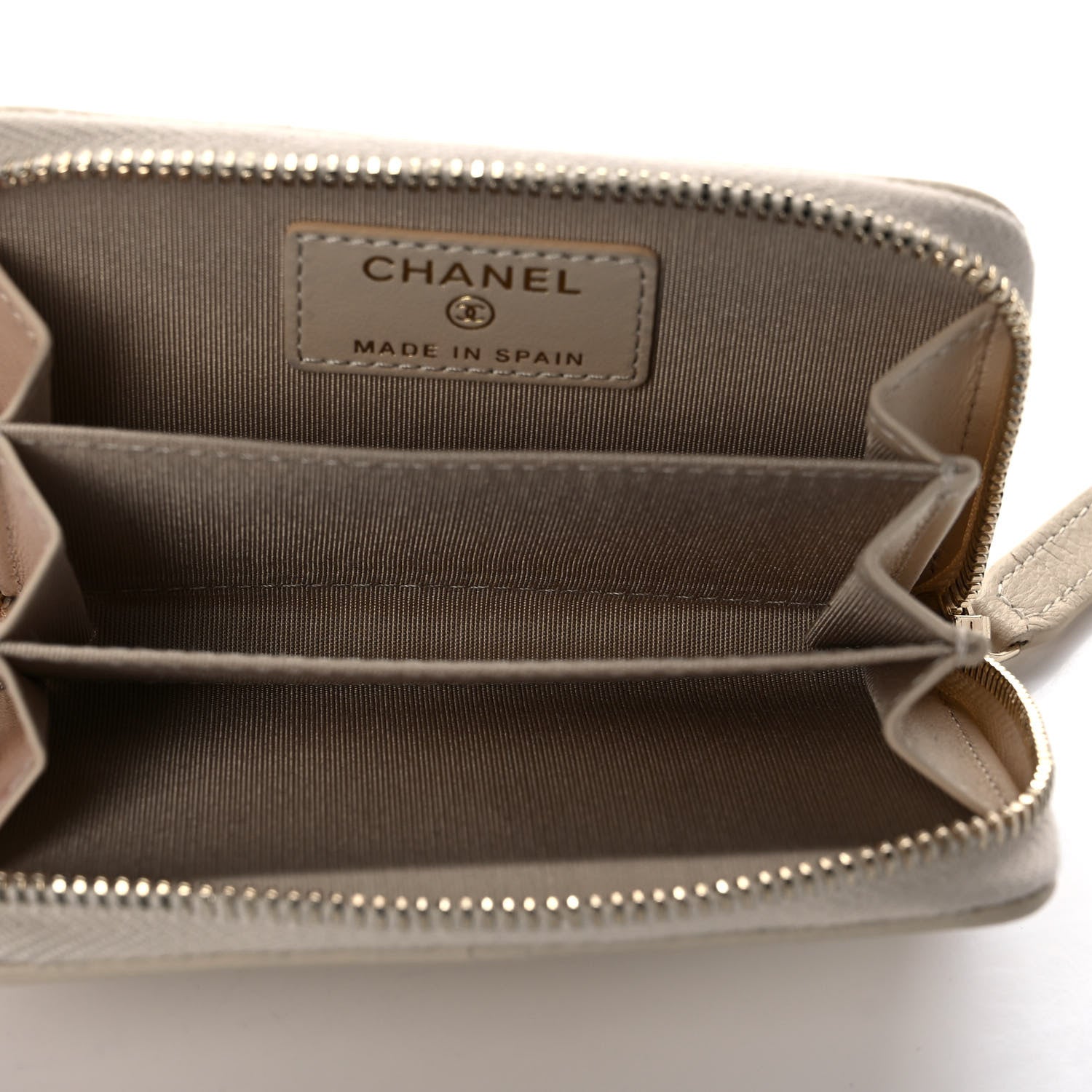 Chanel Goatskin Quilted Chanel 19 Zip Around Coin Purse Wallet Beige 5 of 11