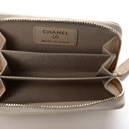 Chanel Goatskin Quilted Chanel 19 Zip Around Coin Purse Wallet Beige 5 of 11