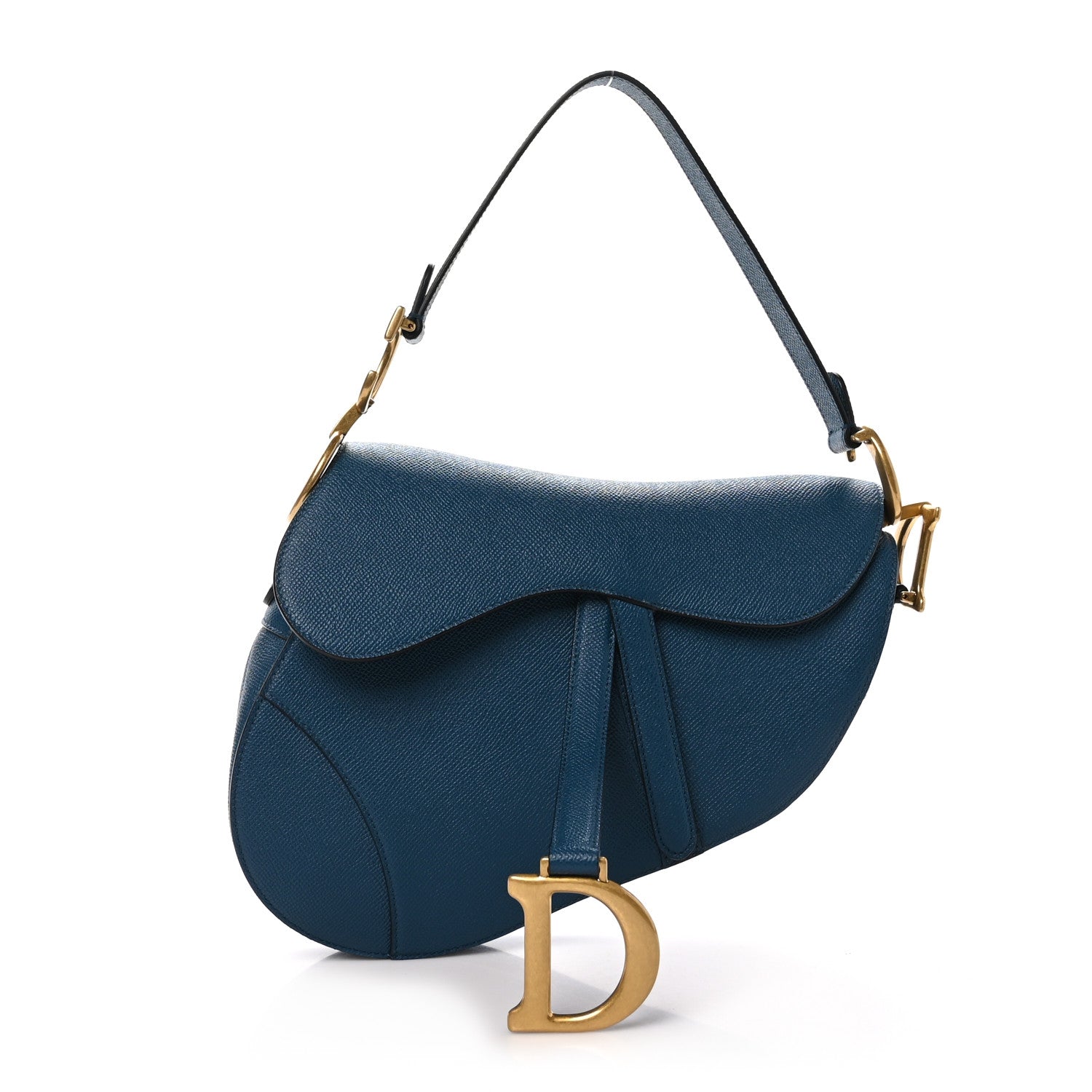 Christian Dior Grained Calfskin Saddle Bag Turquoise 1 of 10