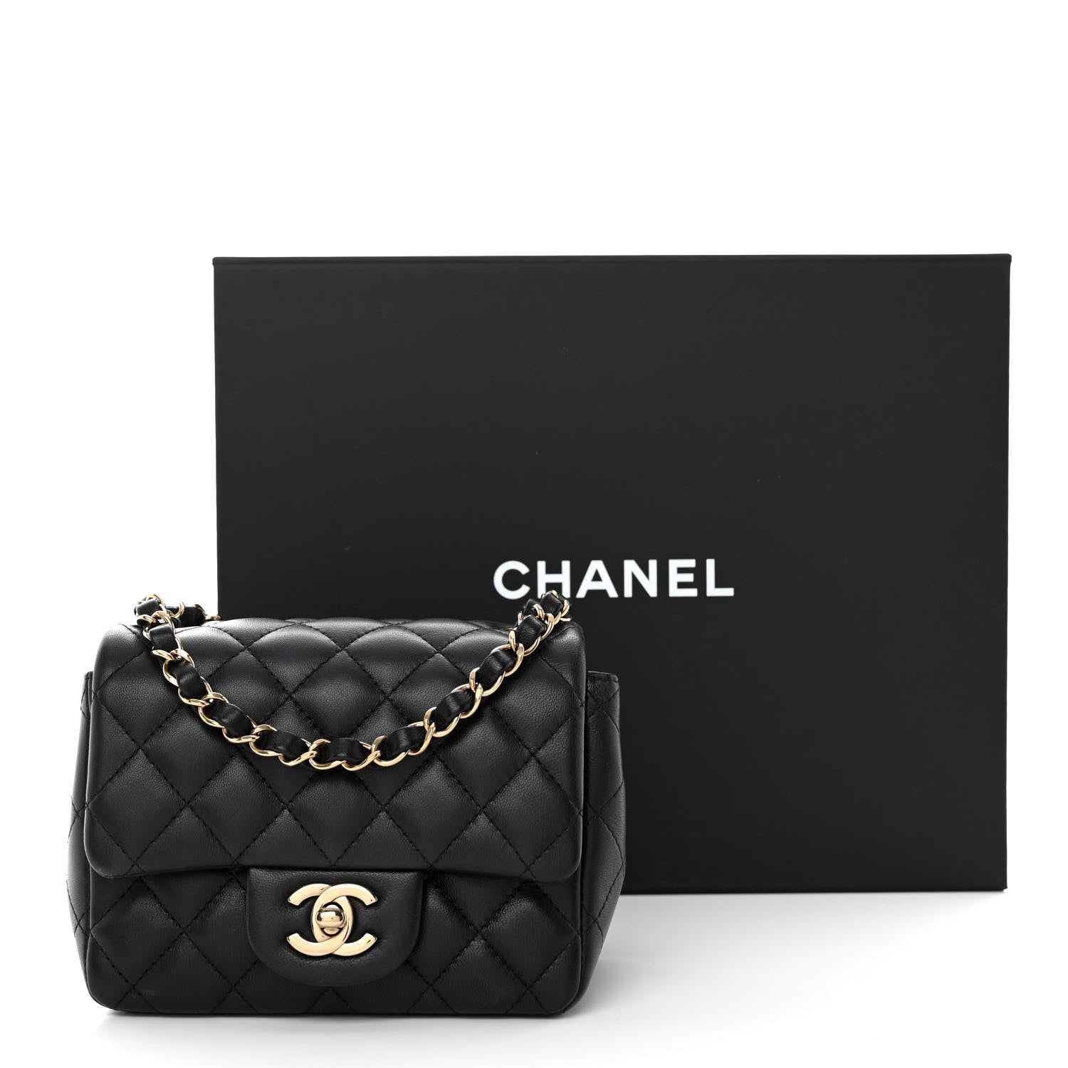 Chanel Lambskin Quilted Mini Square Flap Black 11 of 11