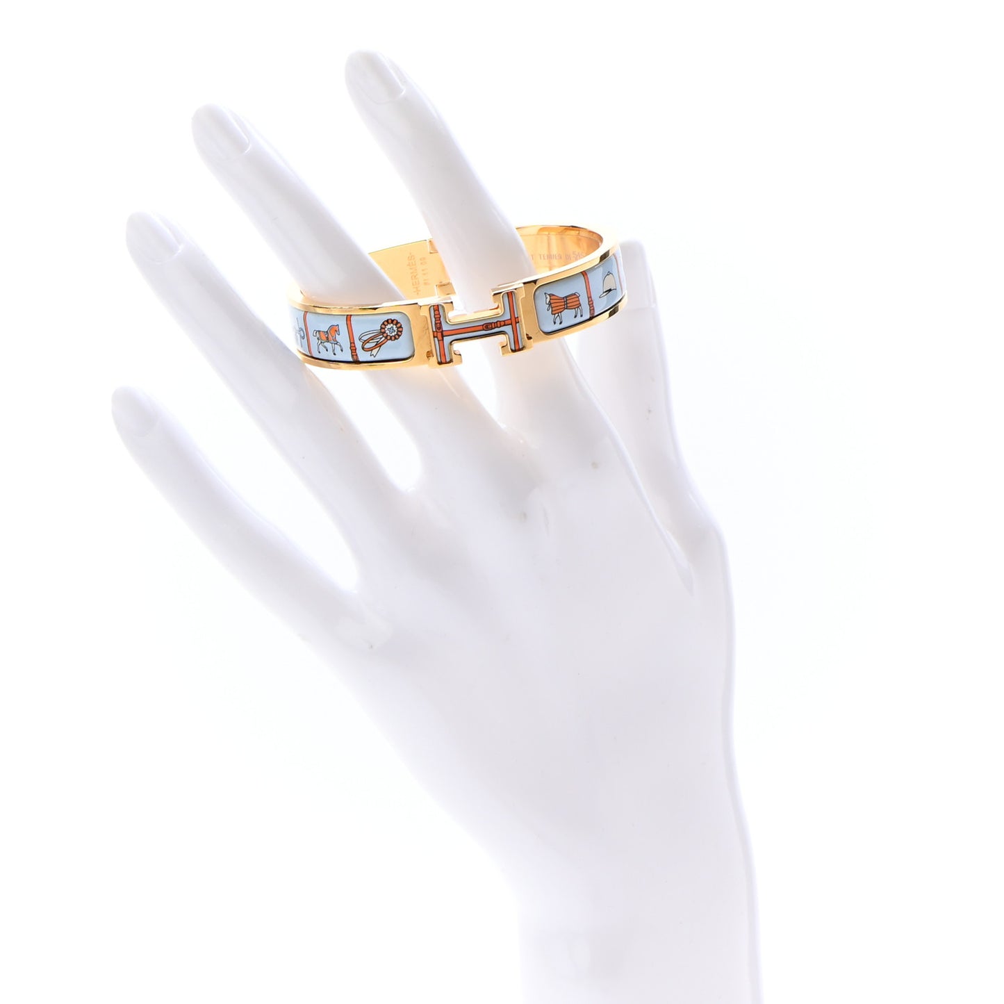 Enamel Printed Narrow Couvertures et Tenues de Jour Clic Clac H Bracelet PM Orange Blue