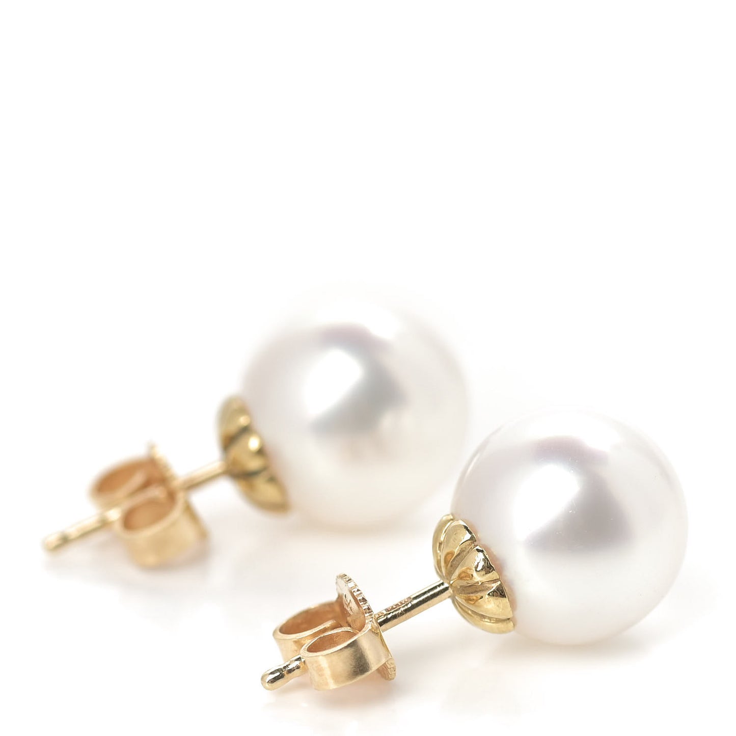 18K Yellow Gold Akoya Pearl 10mm Stud Earrings
