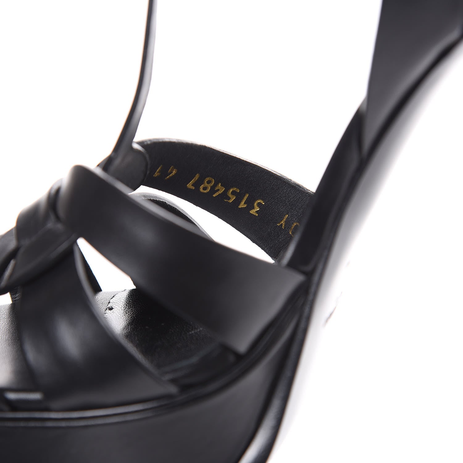 Saint Laurent Calfskin Tribute 105 Platform Sandals 41 Black 8 of 9