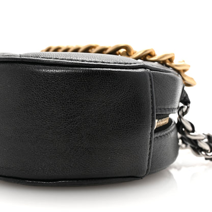 Chanel Shiny Goatskin Quilted Chanel 19 Round Clutch With Chain Black 10 of 10