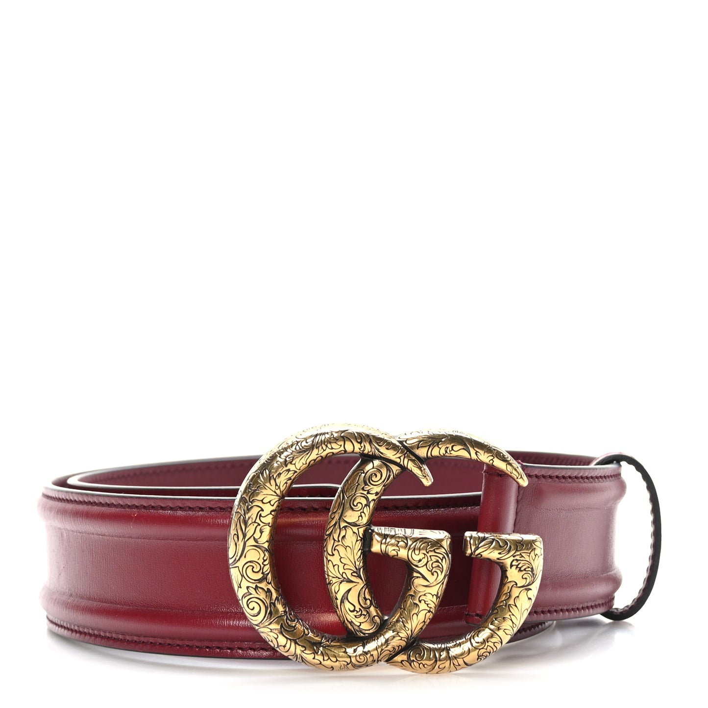 Ciny Lux Calfskin Patterned Double G 40mm Belt 85 34 Rubicund