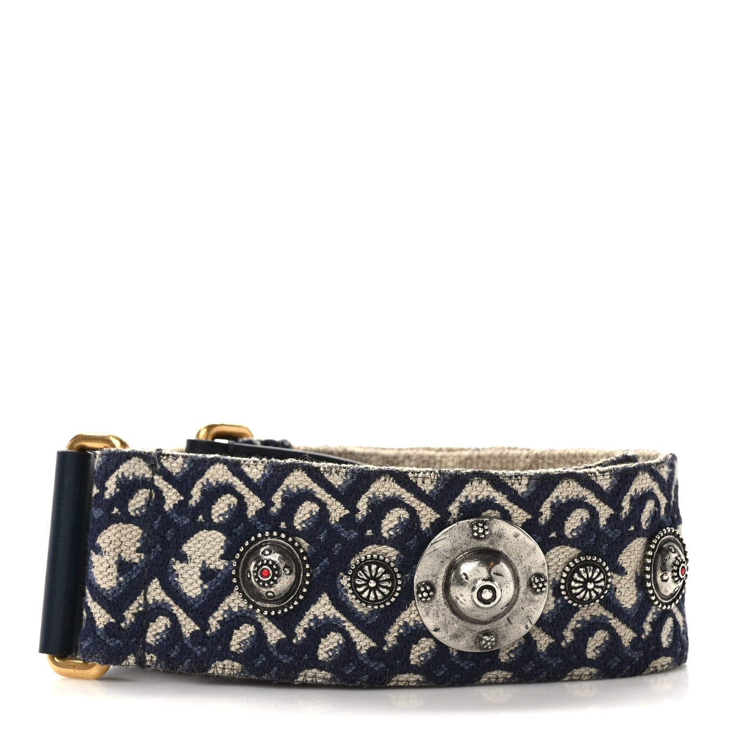 Christian Dior Oblique Studded Shoulder Strap Blue 2 of 5