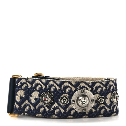 Christian Dior Oblique Studded Shoulder Strap Blue 2 of 5