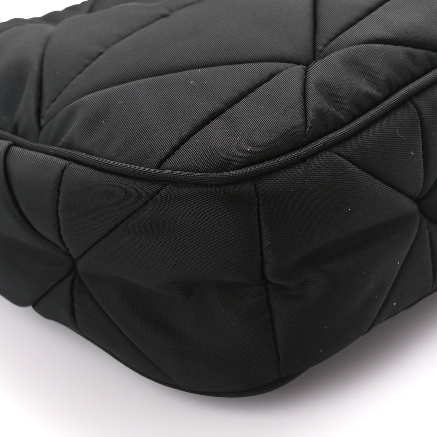 Re-Nylon Triangle Padded Patchwork Shoulder Bag Black