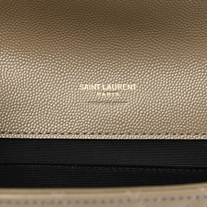 Saint Laurent Grain De Poudre Textured Mixed Matelasse Triquilt Monogram Clutch Greyish Brown 6 of 7