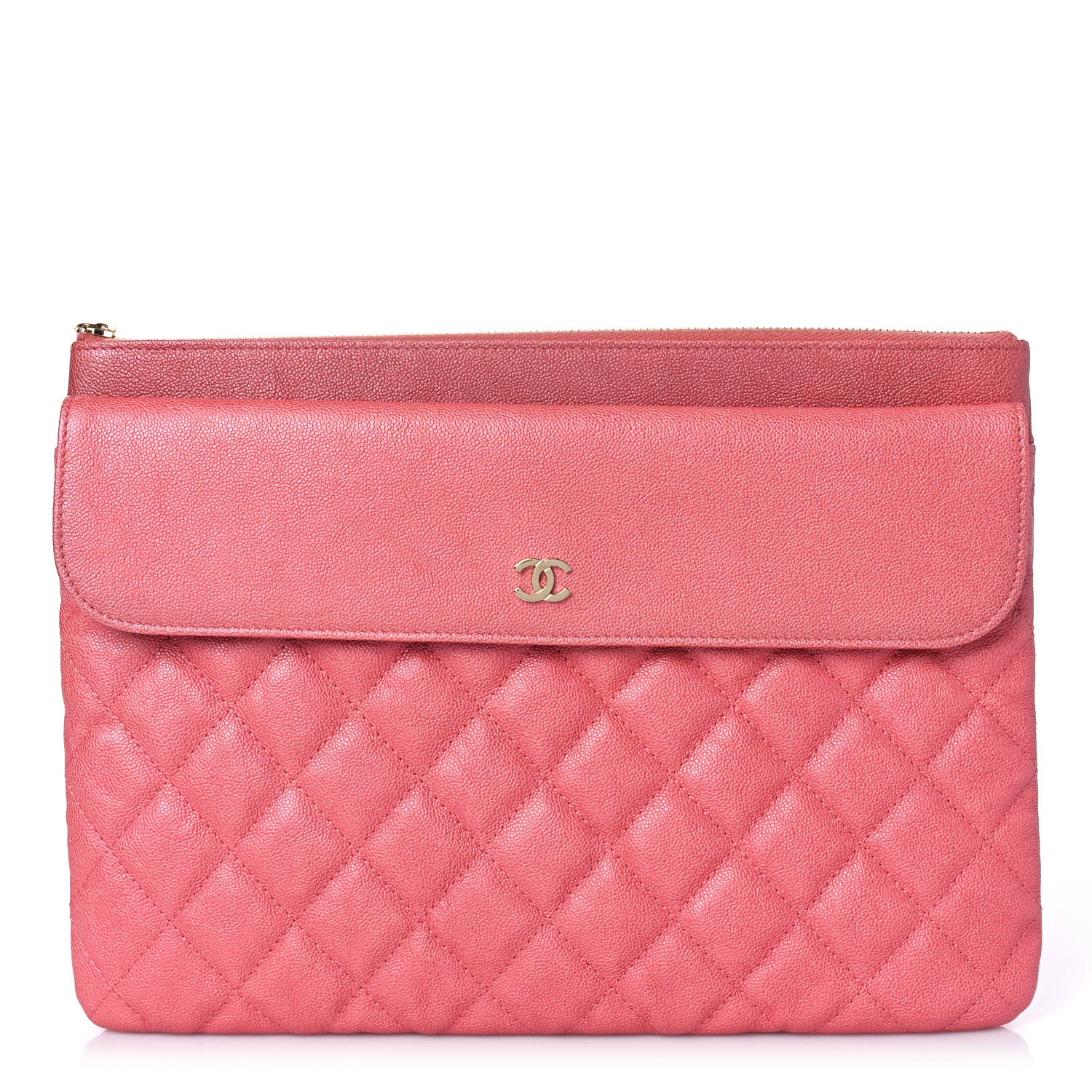 Chanel Iridescent Caviar Quilted Medium Flap Cosmetic Case Pink 1 of 10
