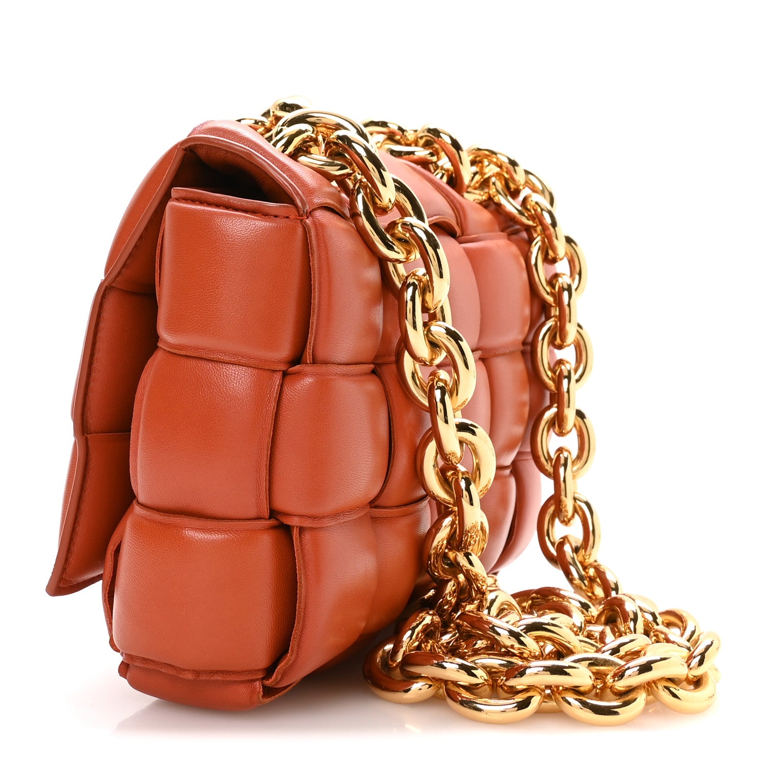 Bottega Veneta Lambskin Maxi Intreccio Padded Chain Cassette Crossbody Bag Maple 3 of 10
