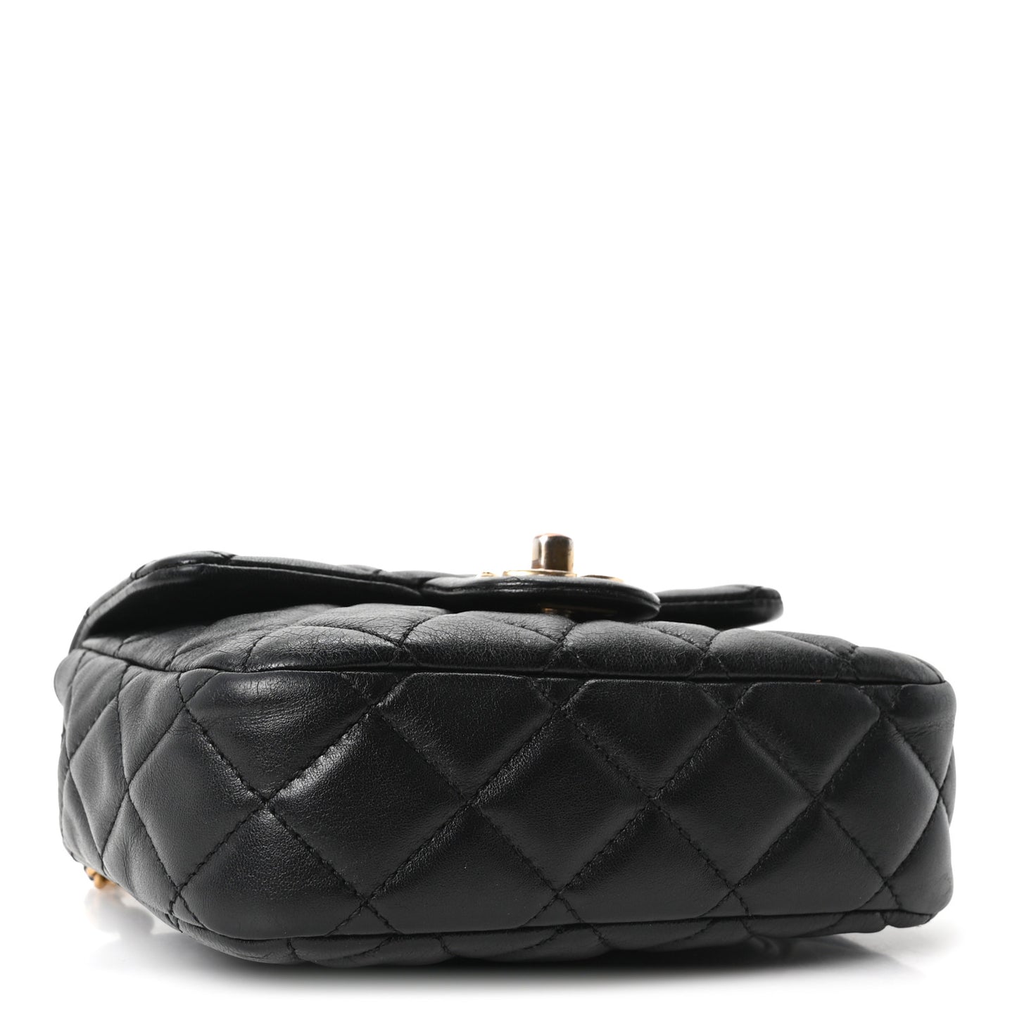 Lambskin Enamel Quilted Mini Coco Hearts Square Flap Black