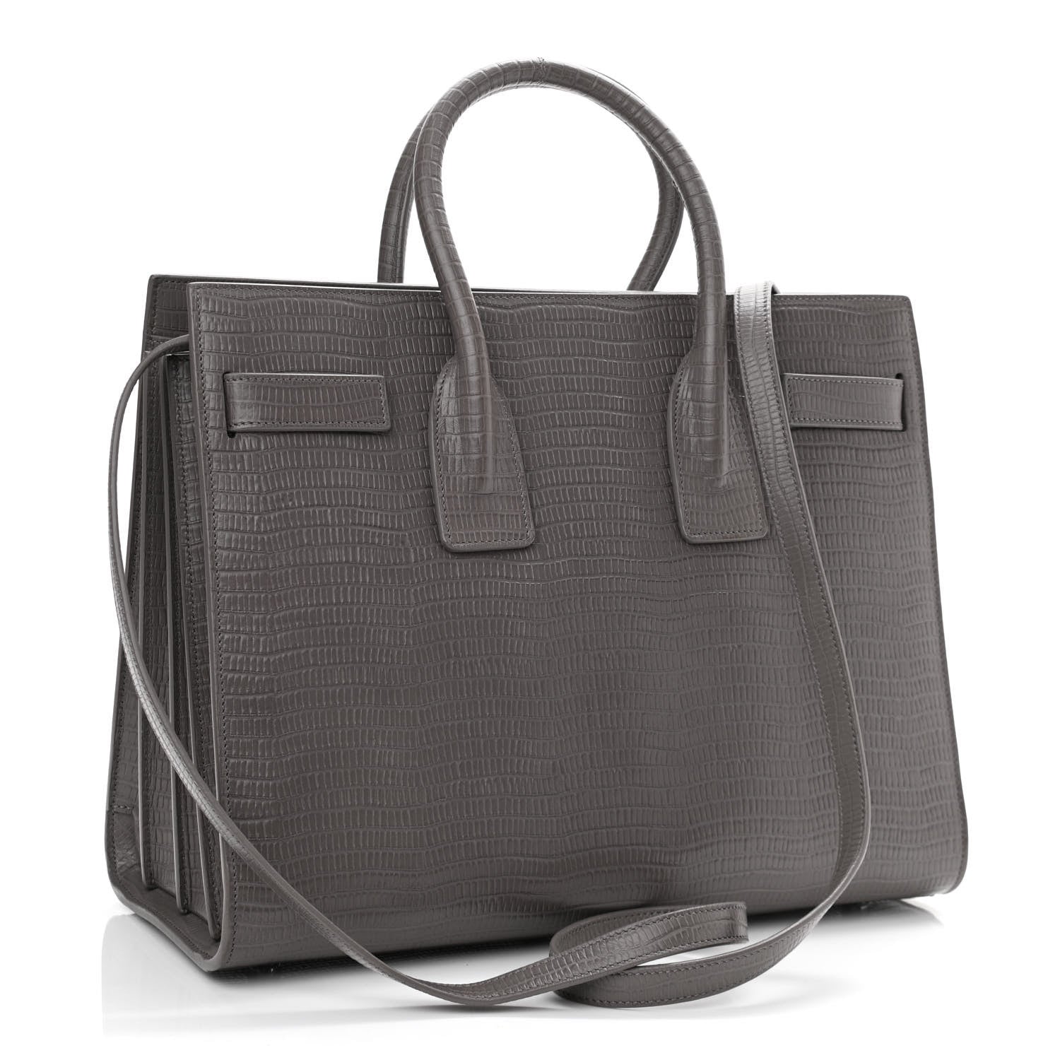 Saint Laurent Lizard Calfskin Embossed Small Sac De Jour Fog 3 of 12