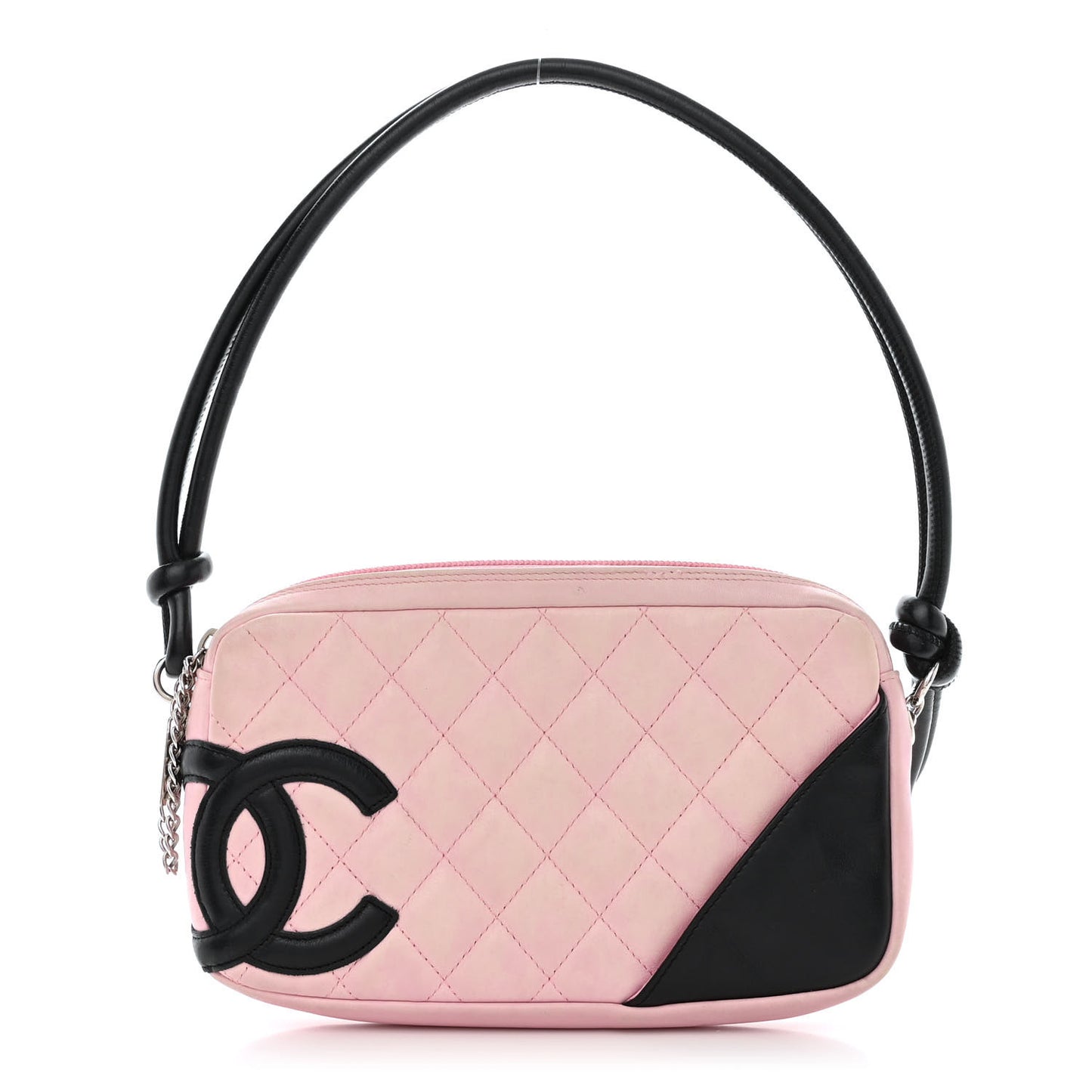 Calfskin Quilted Cambon Pochette Pink Black
