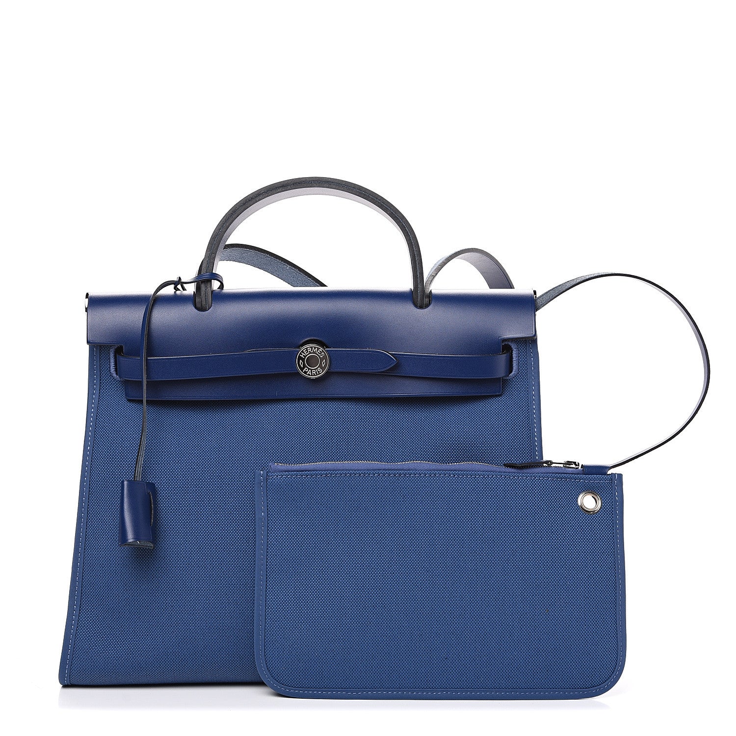 Hermes Vache Hunter Toile Militaire Herbag Zip 31 PM Bleu Brighton Bleu Saphir 1 of 10