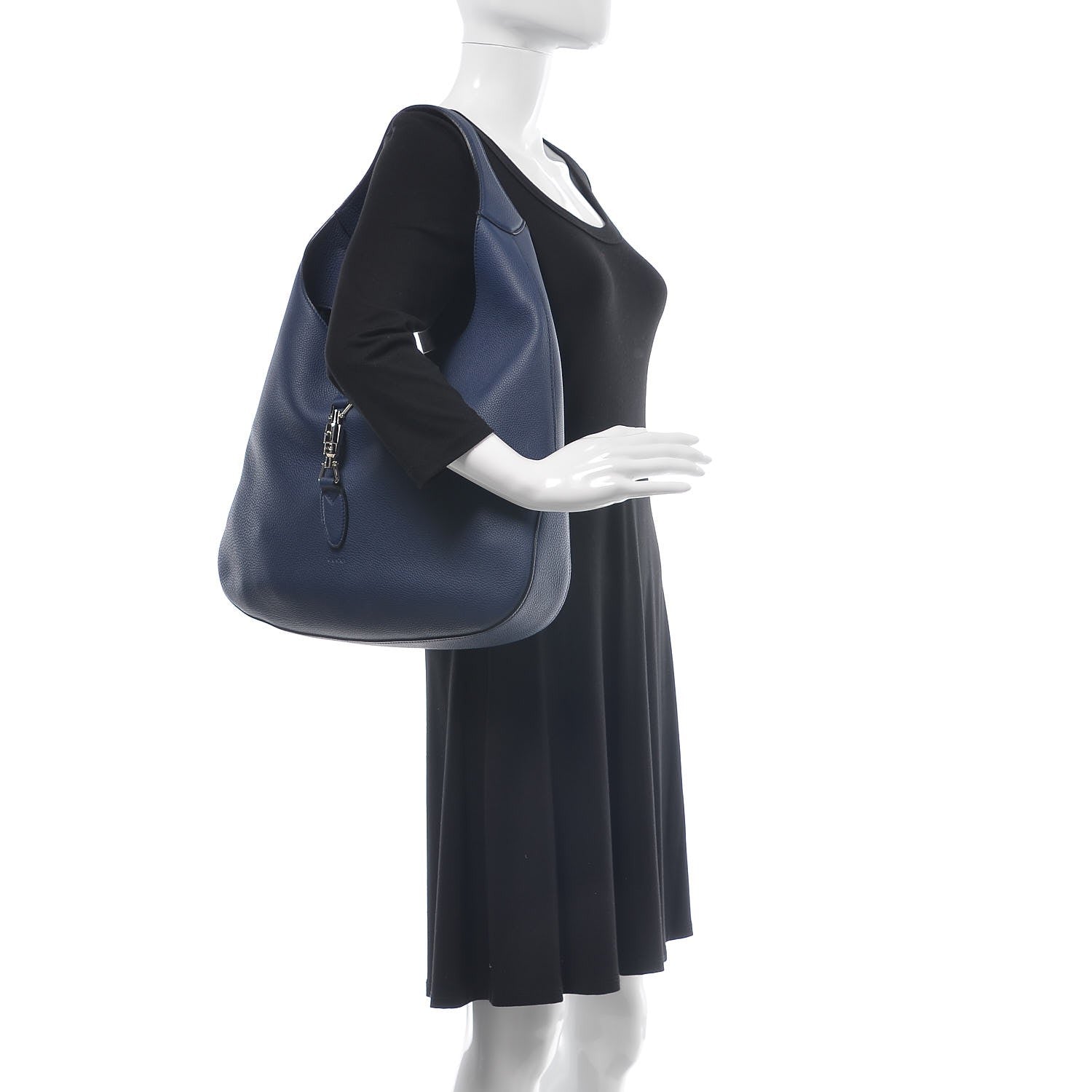 Gucci Soft Grained Calfskin Large Jackie Hobo Classic Blue Marine 2 of 8