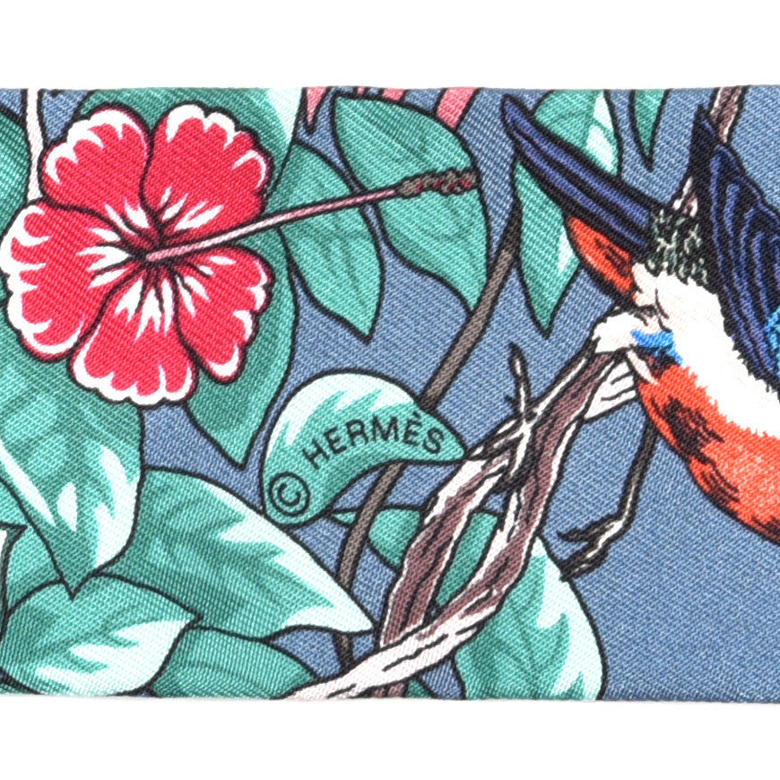 Hermes Silk Jungle Love Twilly Gris Bleuete Vert 3 of 4