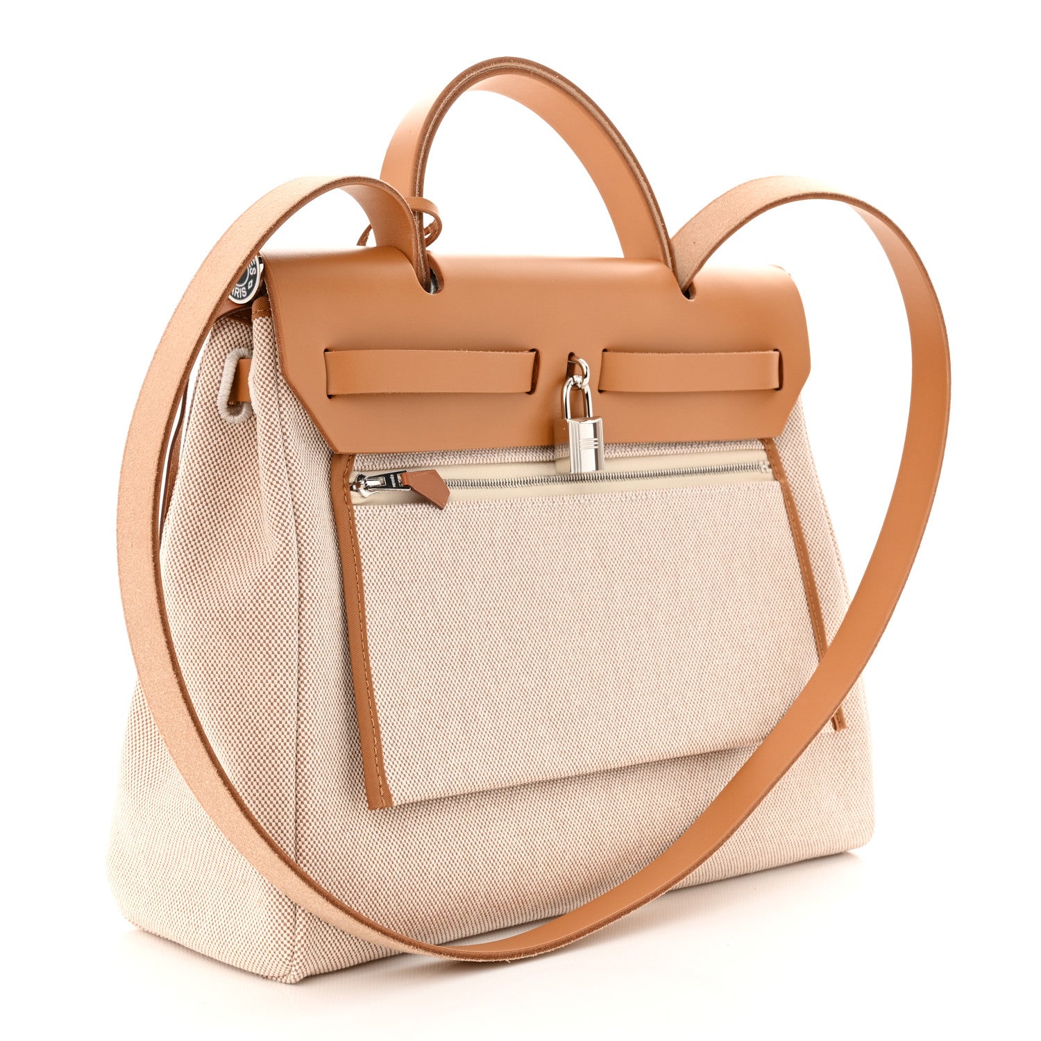 Hermes Vache Hunter Toile H Brides de Gala Herbag Zip Retourne 31 PM Natural 4 of 11