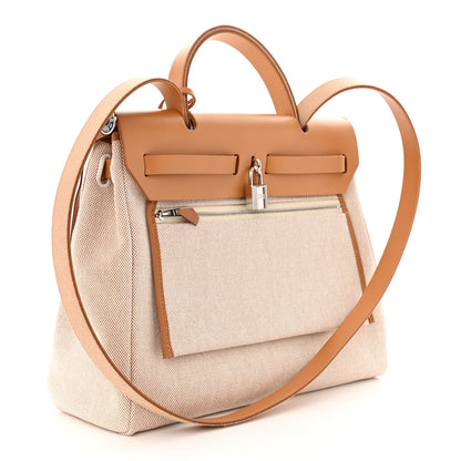 Hermes Vache Hunter Toile H Brides de Gala Herbag Zip Retourne 31 PM Natural 4 of 11