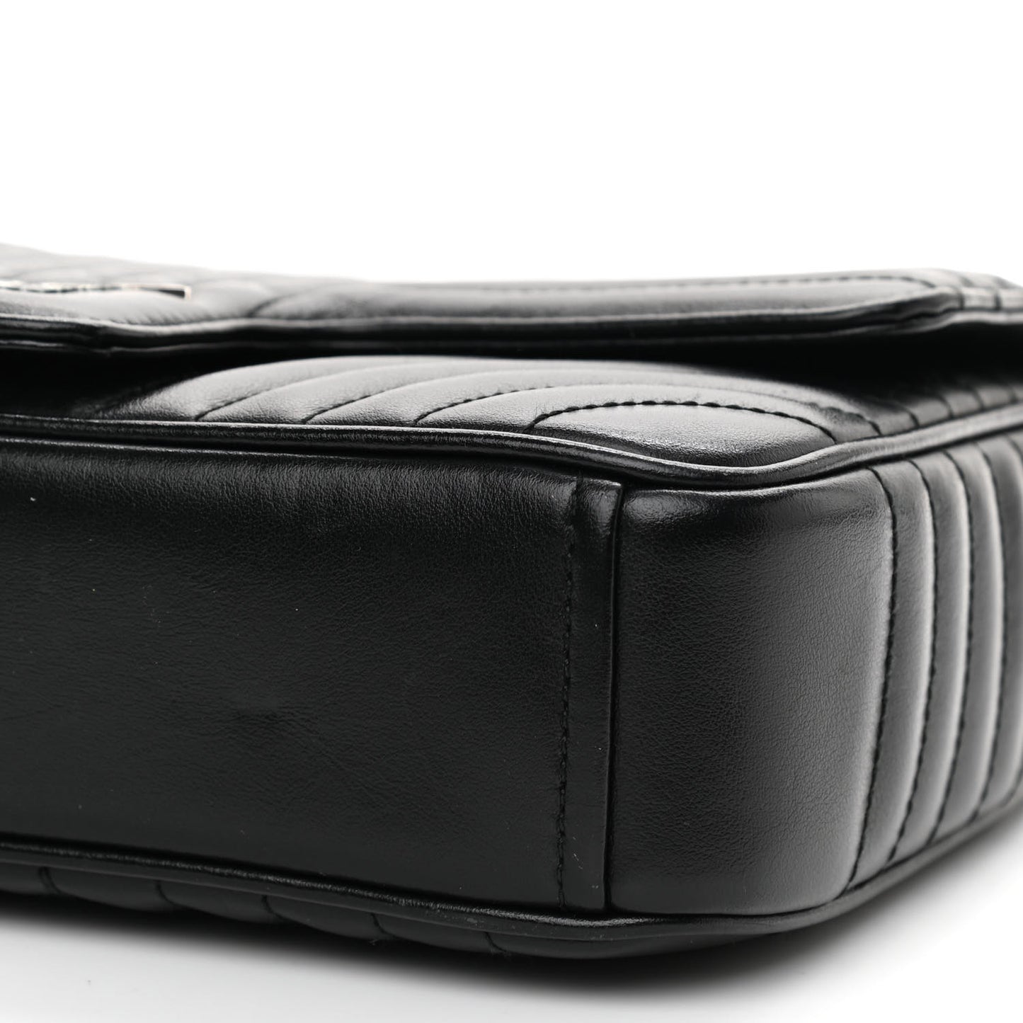 Soft Calfskin Impunture Diagramme Medium Chain Flap Shoulder Bag Black
