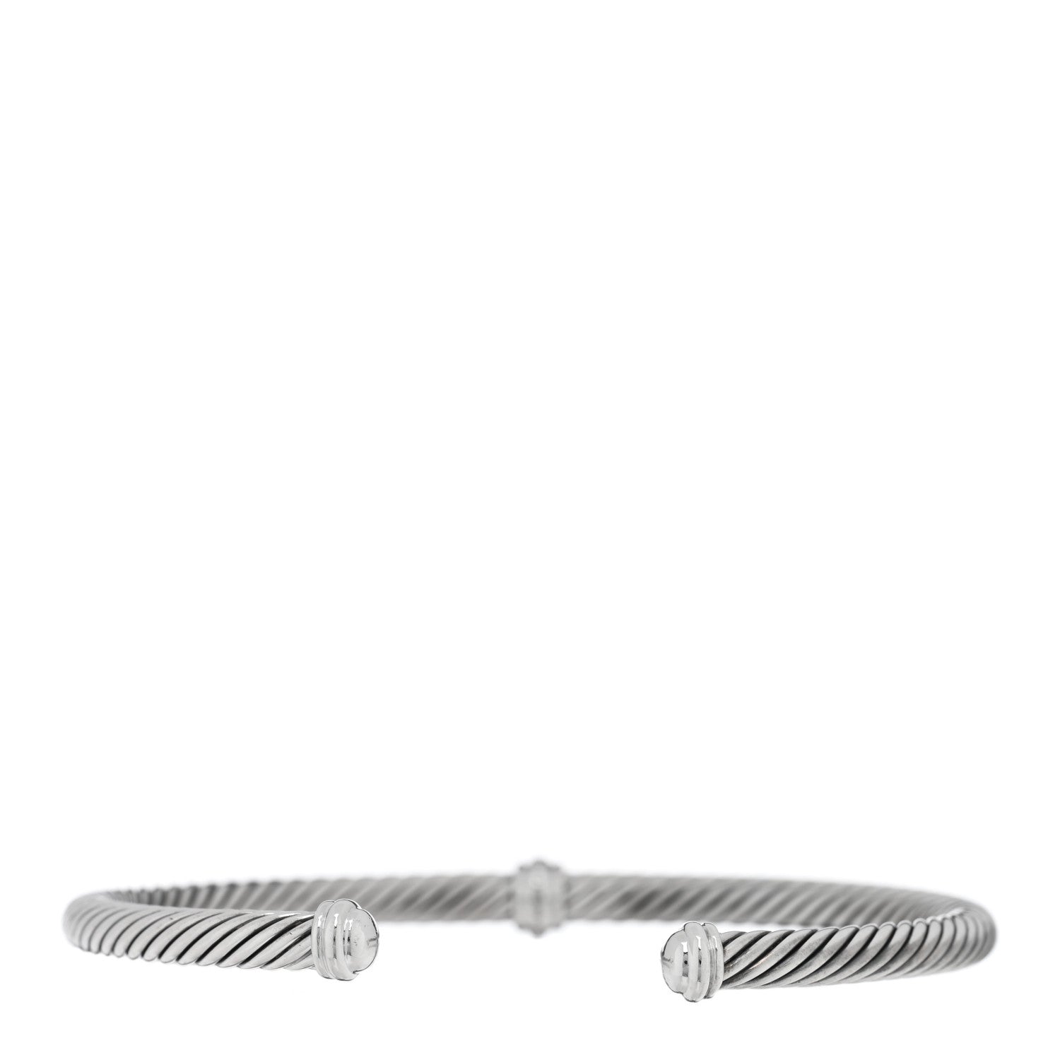 David Yurman Sterling Silver Diamond 4mm Cable Classics Single Station Bracelet 2 of 3