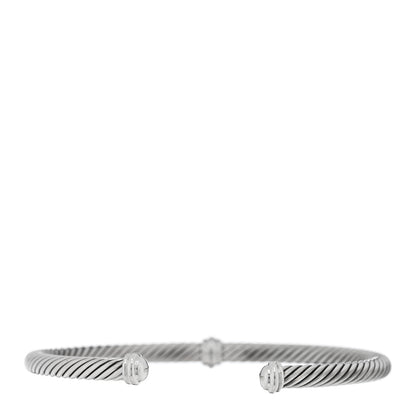 David Yurman Sterling Silver Diamond 4mm Cable Classics Single Station Bracelet 2 of 3
