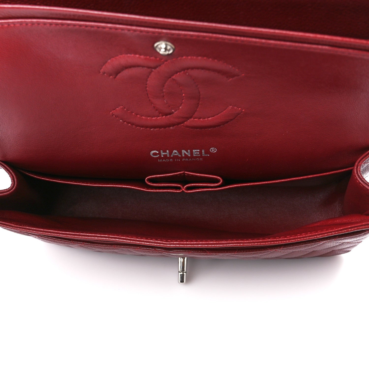 Chanel Caviar Quilted Medium Double Flap Dark Red 5 of 11