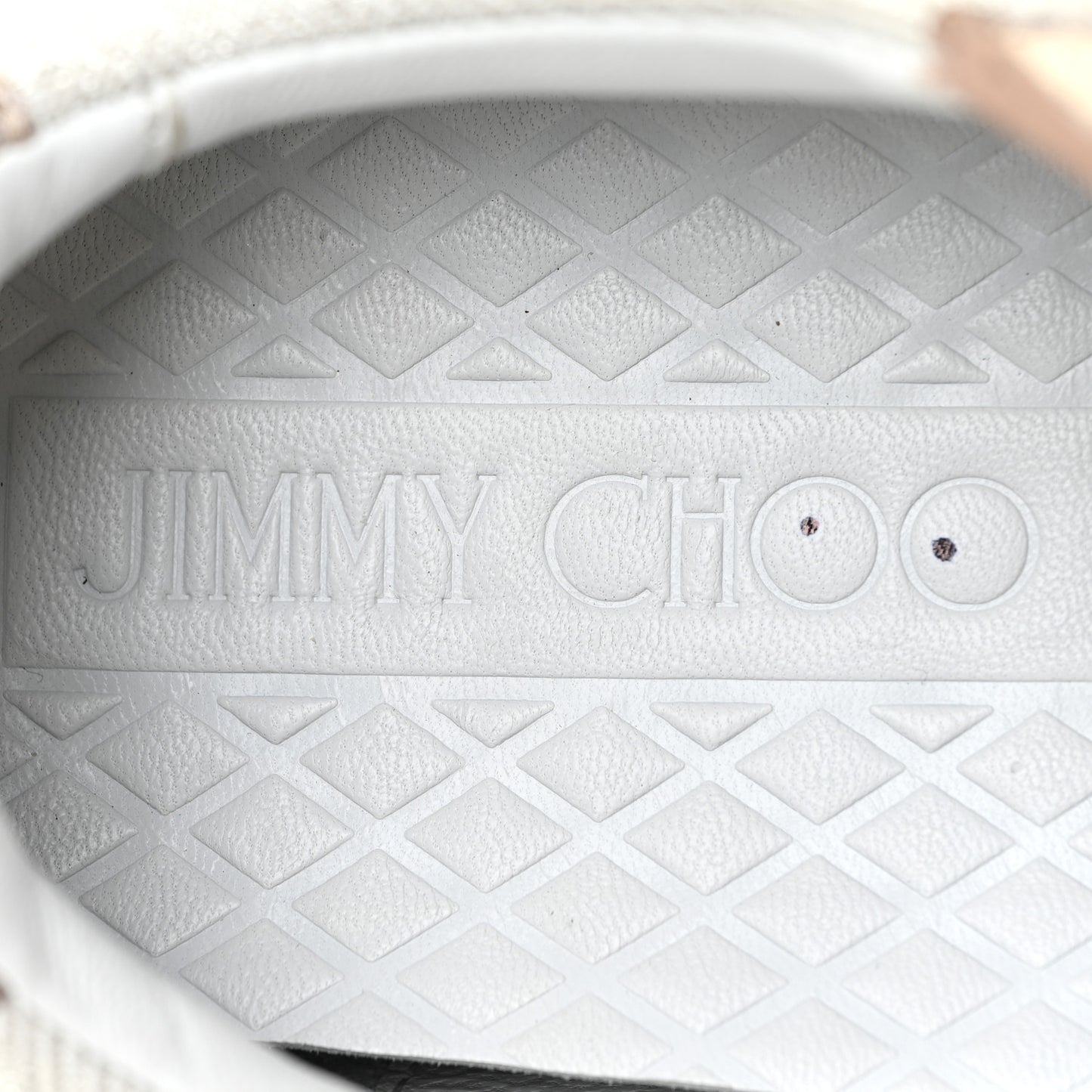 Metallic Calfskin Womens Diamond F Low Top Sneaker 37 White Gold