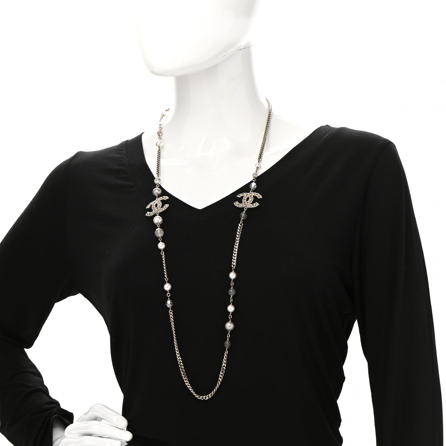 Chanel Gripoix Pearl CC Long Necklace Gold 2 of 6