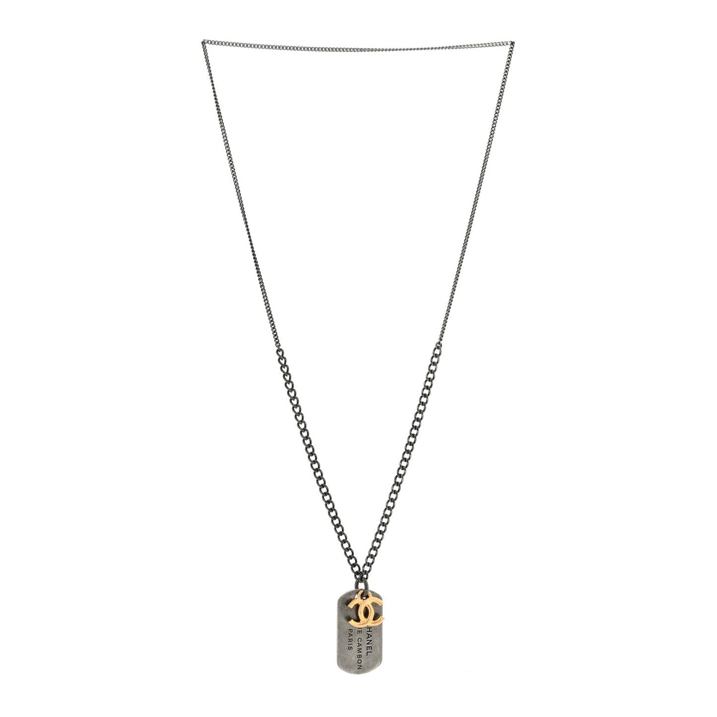 Ruthenium ID Dog Tag Charm Necklace Silver Gold