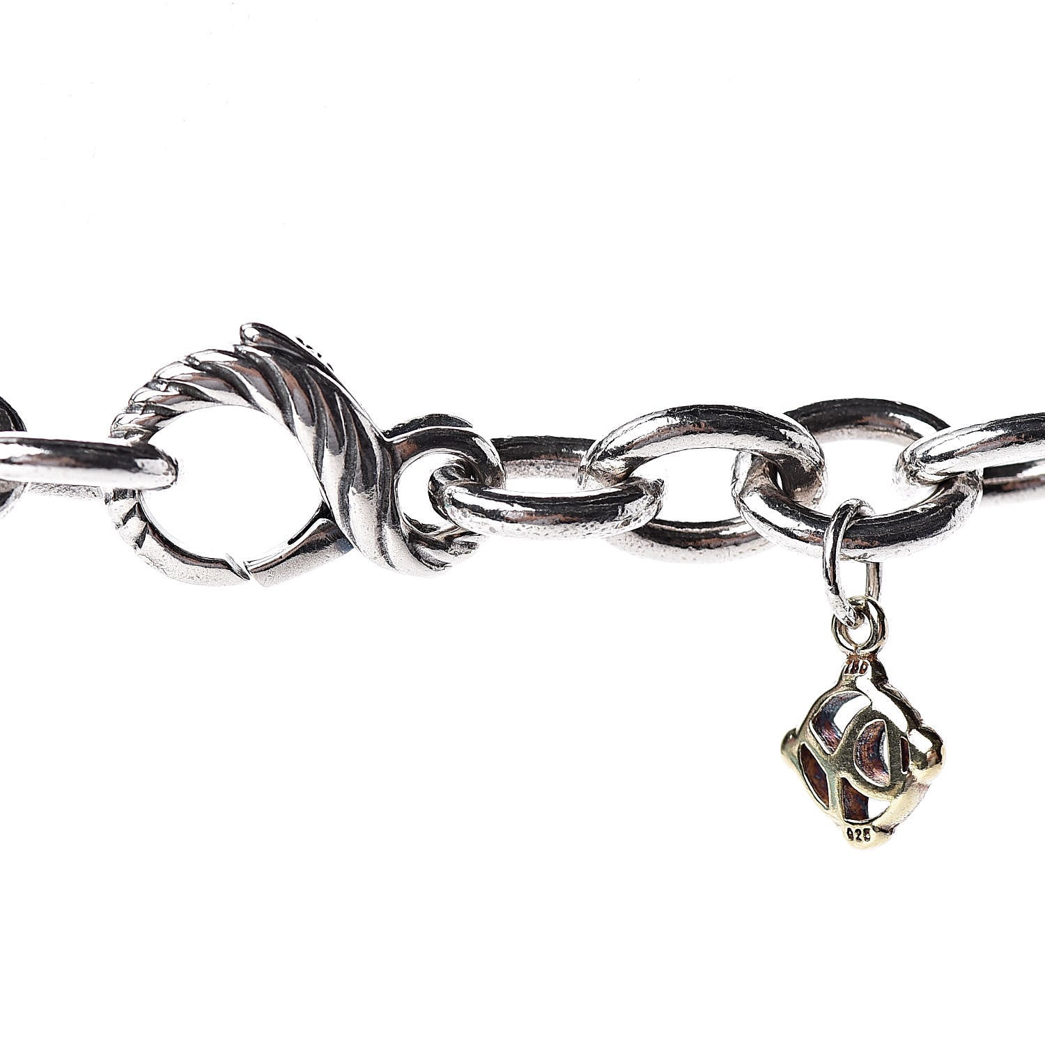David Yurman Sterling Silver 18K Yellow Gold Figaro Chain Link Necklace 4 of 5