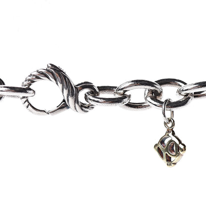 David Yurman Sterling Silver 18K Yellow Gold Figaro Chain Link Necklace 4 of 5
