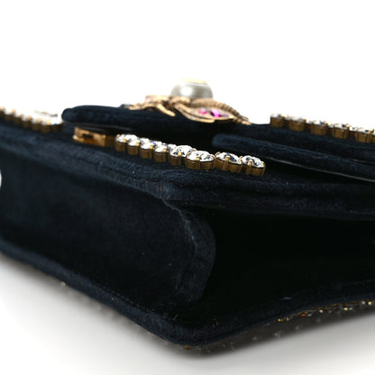 Gucci Velvet Crystal Mini Bee Broadway Shoulder Bag Black 10 of 13