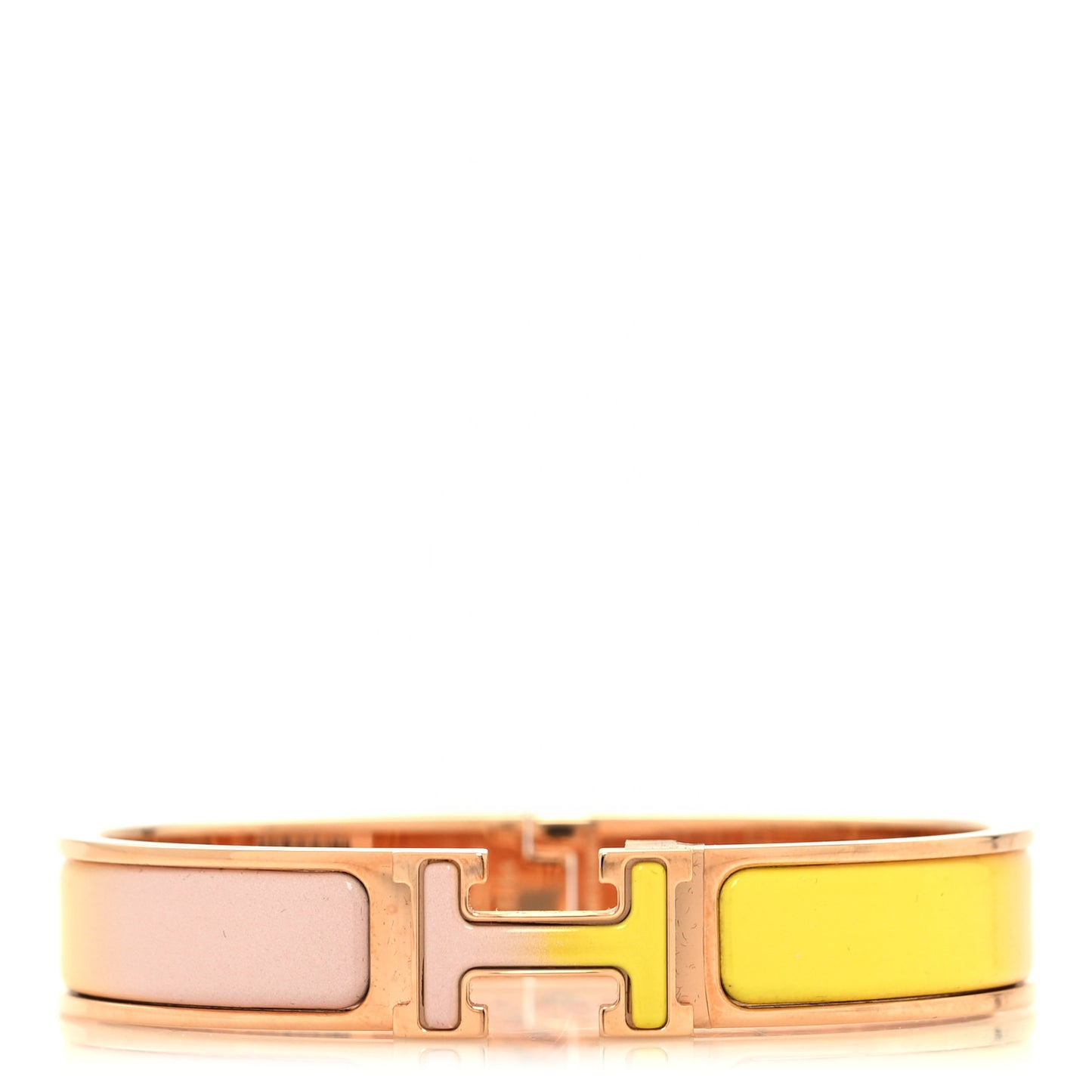 Enamel Narrow Clic Clac H Fusion Bracelet PM Rose Candeur Jaune Tennis