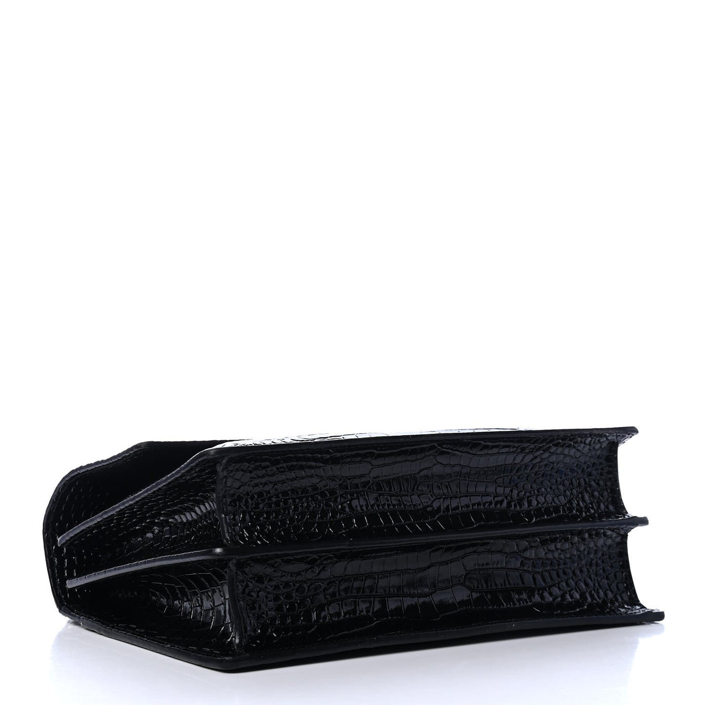 Calfskin Crocodile Embossed Large Monogram Sunset Black