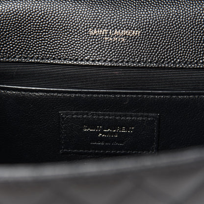 Saint Laurent Grain De Poudre Textured Mixed Matelasse Triquilt Medium Monogram Satchel Black 9 of 12