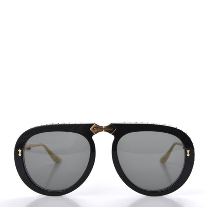 Gucci Acetate Crystal Foldable Aviator Sunglasses GG0307S Black 2 of 8