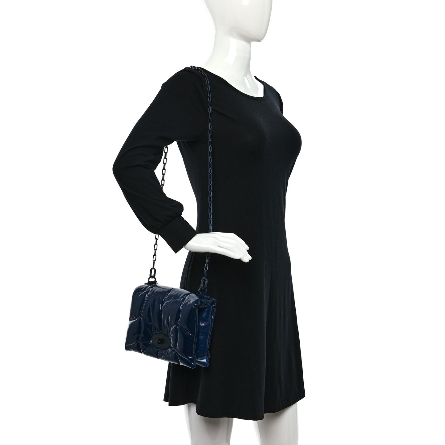 Smooth Glossy Nappa Pillow Quilted Little Softie Bag Sapphire