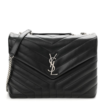 Saint Laurent Calfskin Y Quilted Monogram Medium Loulou Chain Satchel Black 1 of 9
