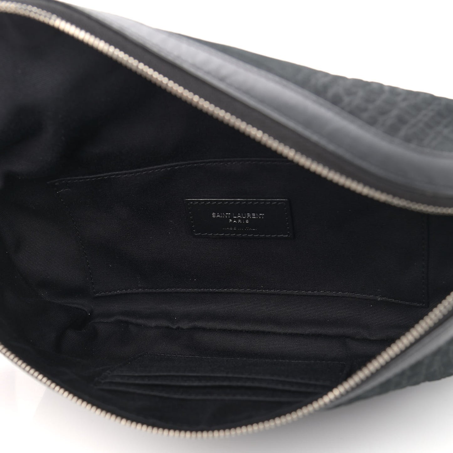 Nubuck Crocodile Embossed Classic Belt Bag Black