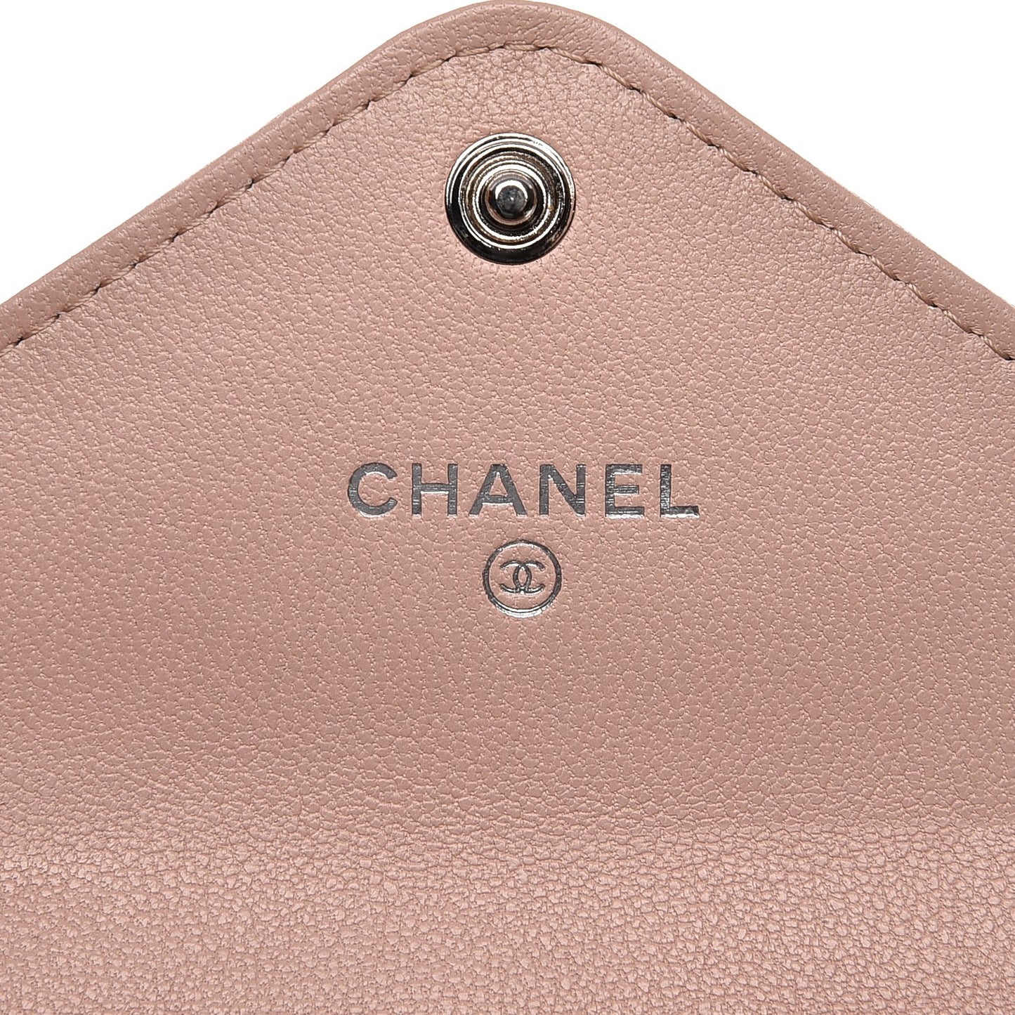 Lambskin Chevron Quilted Card Holder Light Pink